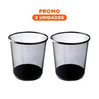 Pack2 Recipiente para Desechos Metalico Circular Negro Compacto y Funcional