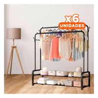 Pack6 Juego Perchero Doble negro con 2 Niveles para Hogar Y Regalo Sticker
