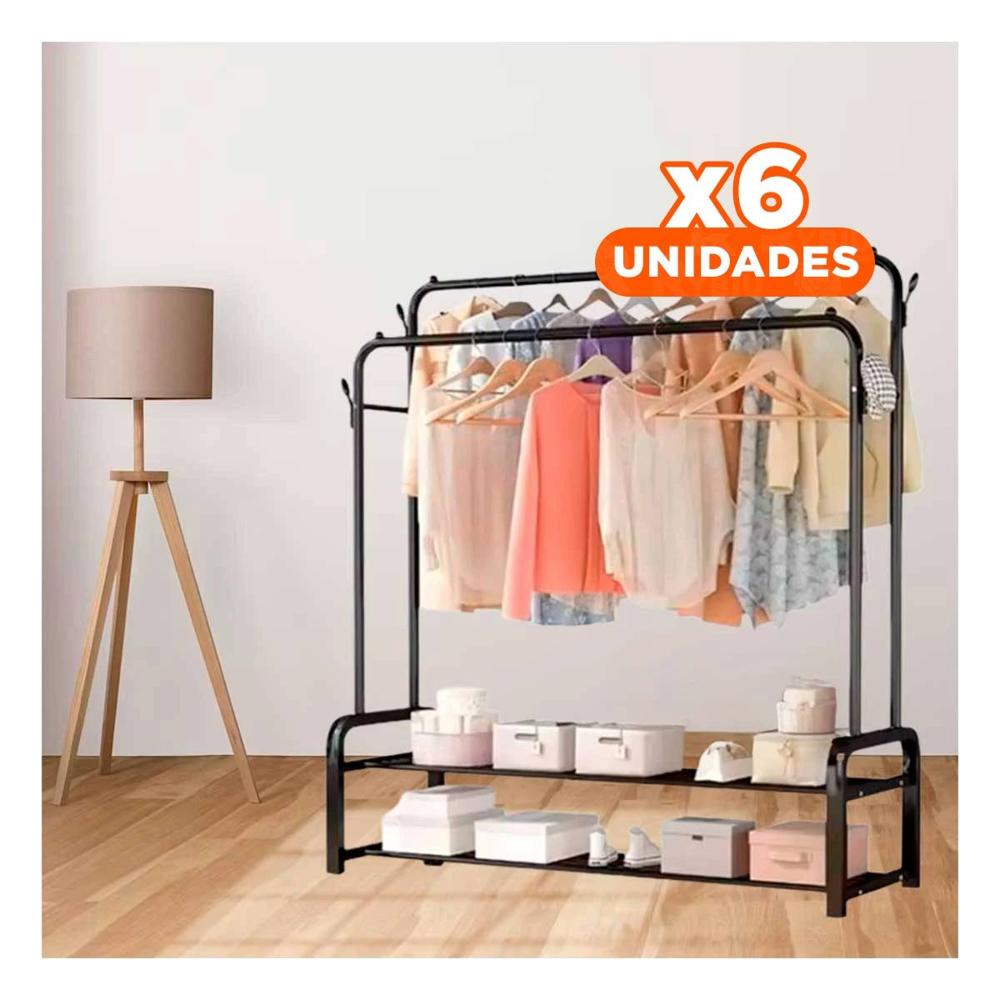 Pack6 Juego Perchero Doble negro con 2 Niveles para Hogar Y Regalo Sticker