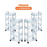 Pack4 Organizador Elegante de Acrilico 4 Niveles con Asas Transparente Y Regalo Sticker