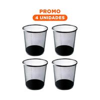Pack4 Bote para Desechos Metalico Circular Negro Practico y Moderno Y Regalo Sticker