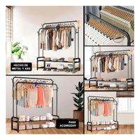 Rack Colgador negro con 2 Niveles para Entrada de Casa