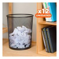 Pack12 Contenedor Metalico Circular Negro Moderno y Duradero
