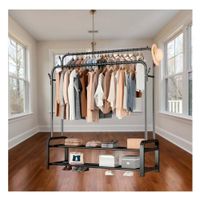 Bastidor Vertical negro con 2 Niveles para Ropa Y notas