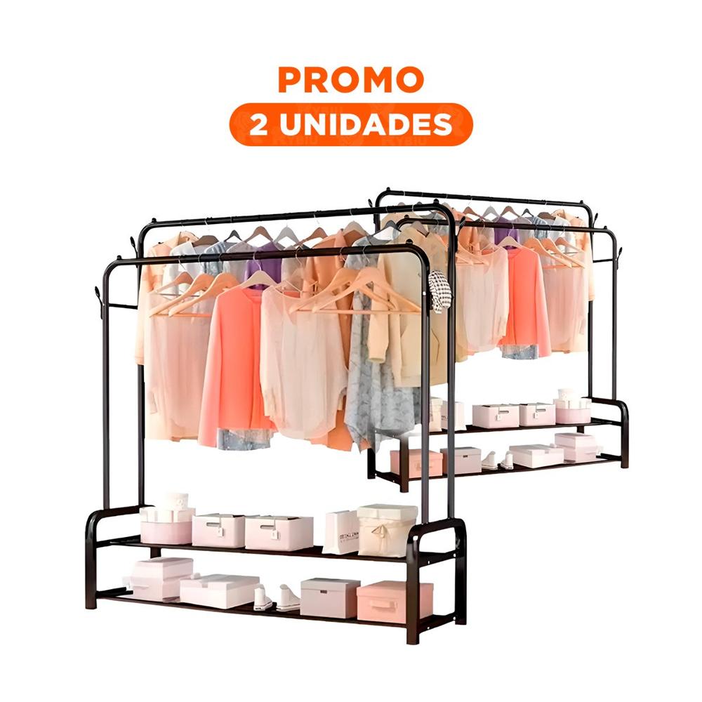 Pack2 Panel Perchero Doble negro con 2 Niveles para Sala