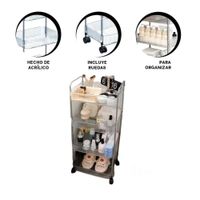 Mueble de Acrilico 4 Niveles con Asas Transparente para Guardar Objetos y Ropa Y Ligas Regalo