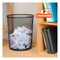 Pack2 Recipiente Metalico para Basura Circular Negro Elegante y Practico Y Papel Regalo