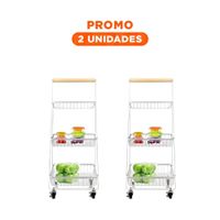Pack2 Estante Blanco con Diseño Triangular de 3 Niveles y Ruedas en A
