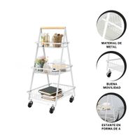 Organizador Triangular Blanco con Ruedas y Distribucion en 3 Niveles Y Ligas Regalo
