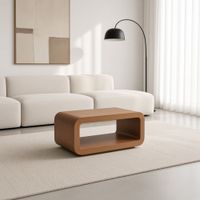 Mesa De Centro TU MESITA Marco Rectangular Curva Nogal