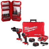 Milwaukee M18 FUEL Taladro Percutor - Atornillador de Impacto 3697-259 y Set de 54 Piezas 48-32-4010