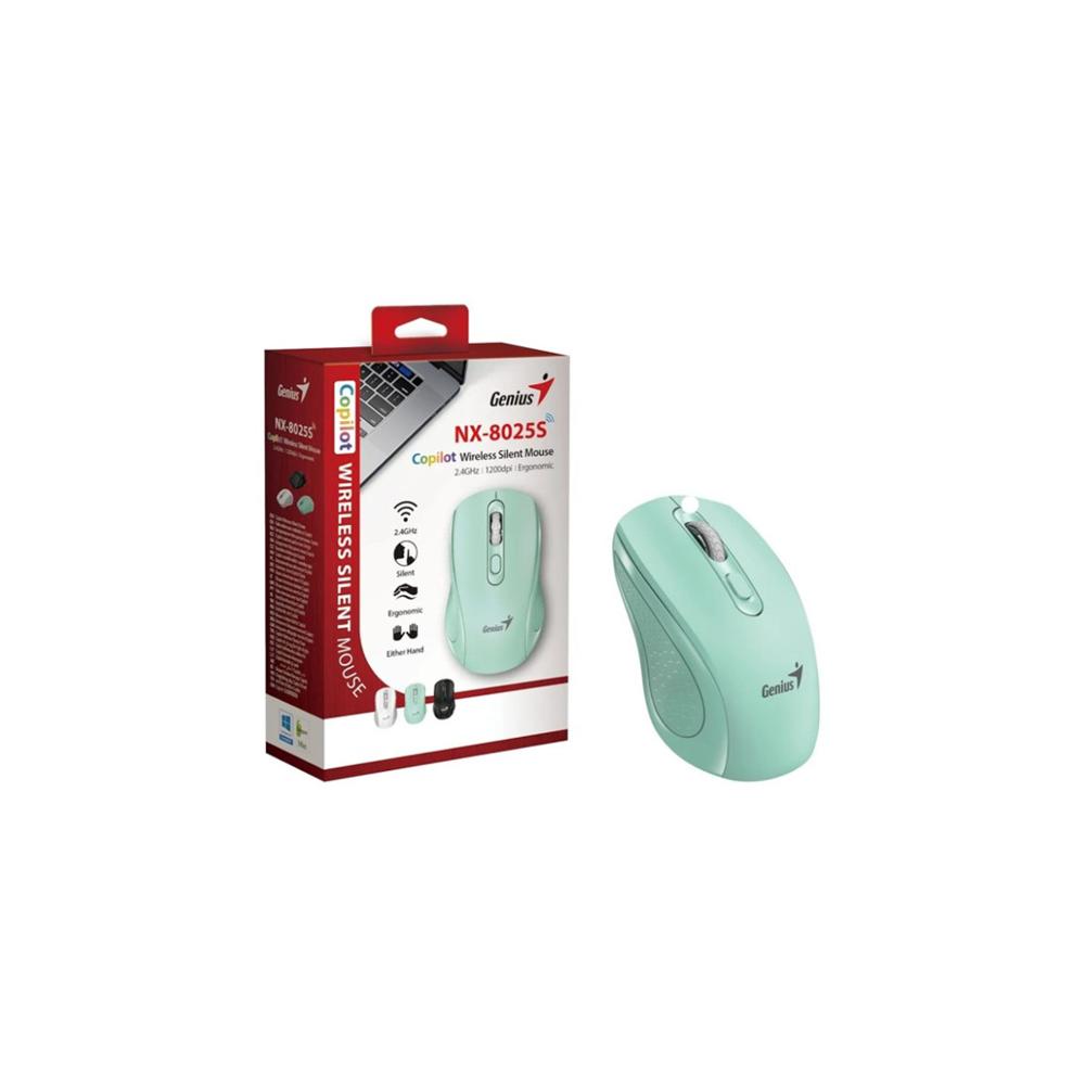 Mouse Inalámbrico Genius NX-8025S AI Copilot Silencioso Ergonómico Aquamarine
