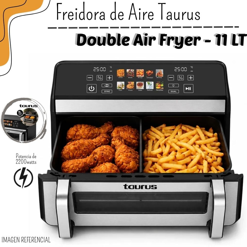 Freidora De Aire TAURUS Mod. Double Air Fryer - PE9720100A La Freidora de Aire Taurus Double Air Fry