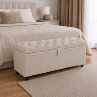 Banqueta Baúl Capitoneada Ada LeMueble 1 m Trigo