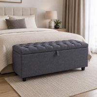 Banqueta Baúl Capitoneada Ada LeMueble 1 m Carbón