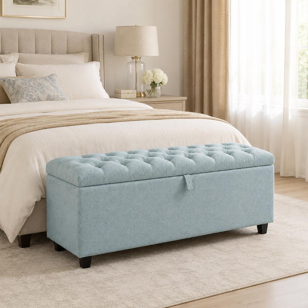Banqueta Baúl Capitoneada Ada LeMueble 1 m Aqua