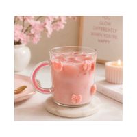 Taza de lazos Rosados de Vidrio Borosilicato 450 ml