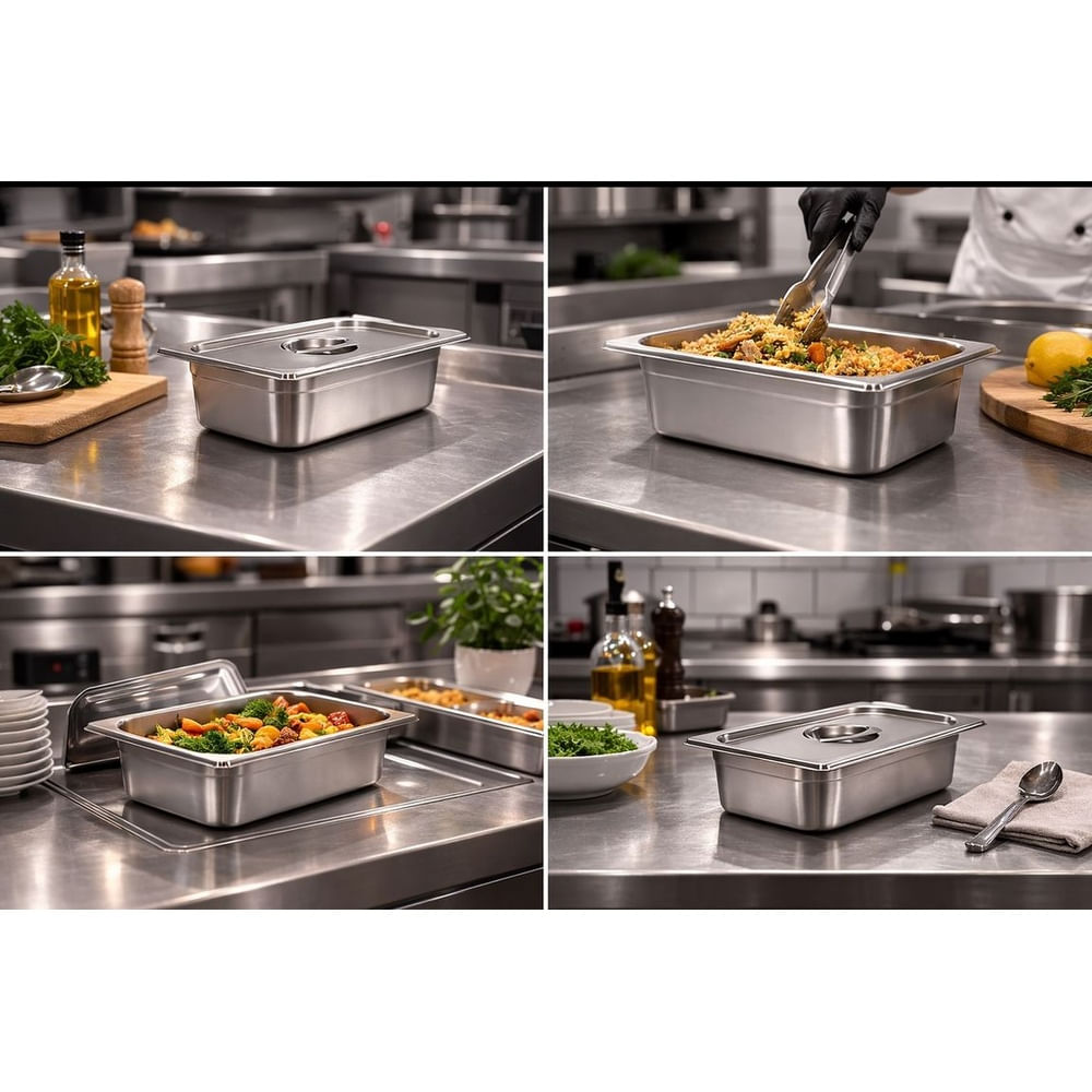 3 BANDEJAS GASTRONOMICA DE ACERO INOXIDABLE