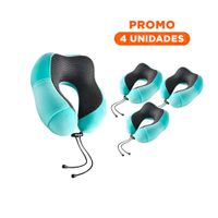 Pack4 Descanso de Cuello de Terciopelo para Viajes Celeste Claro Y Regalo Sticker