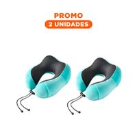 Pack2 Apoyo de Cuello de Terciopelo para Descanso Celeste Claro