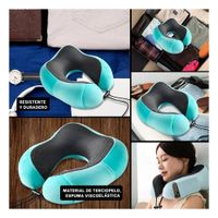 Cojin de Cuello Acolchado de Terciopelo para Viajes Celeste Claro