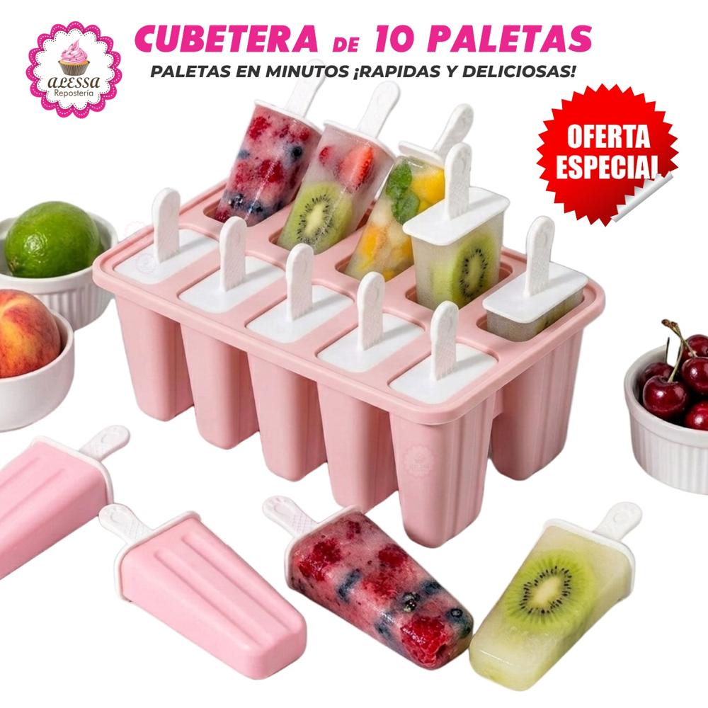 Molde Cubetera de 10 Paletas para Helados Chocolate Repostería