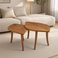 Set De Mesas De Centro 2 Piezas TU MESITA Hoja Con Patas Vintage Curvas Miel