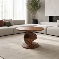 Mesa De Centro TU MESITA Gaia Circular Base Escalera Nogal