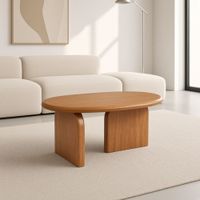 Mesa De Centro TU MESITA Lorenza Ovalada Base T Nogal