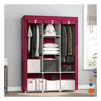 Guardarropa Elegante Textil con Tubos de Metal Guinda Casa 175x45x130cm Y Regalo Sticker