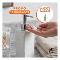 Pack12 Envase para Gel de Ducha Rectangular Color Blanco con Puntos Dorados 20.5x5.8 cm