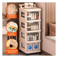 Mueble Organizador Cerrado con Cajones 4 Niveles y Asa Beige Claro Compacto Y notas