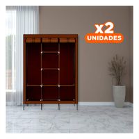 Pack2 Closet Resistente Textil con Soporte Metalico Marron Casa 175x45x130cm YRegalo Sticker