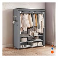 Guardarropa Elegante Textil con Tubos de Metal Plomo Casa 175x45x130cm Y Regalo Sticker