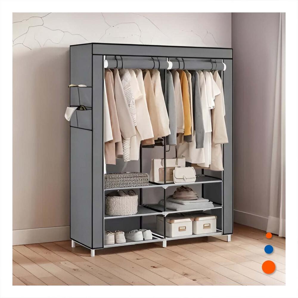 Guardarropa Elegante Textil con Tubos de Metal Plomo Casa 175x45x130cm Y Regalo Sticker