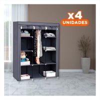 Pack4 Closet Estilizado Textil con Estructura Metalica Plomo Hogar 175x45x130cm YPapel Regalo