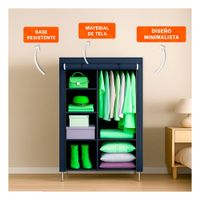 Guardarropa Compacto Textil Plegable con Tubos de Metal Plomo 105x45x168cm Y Papel Regalo