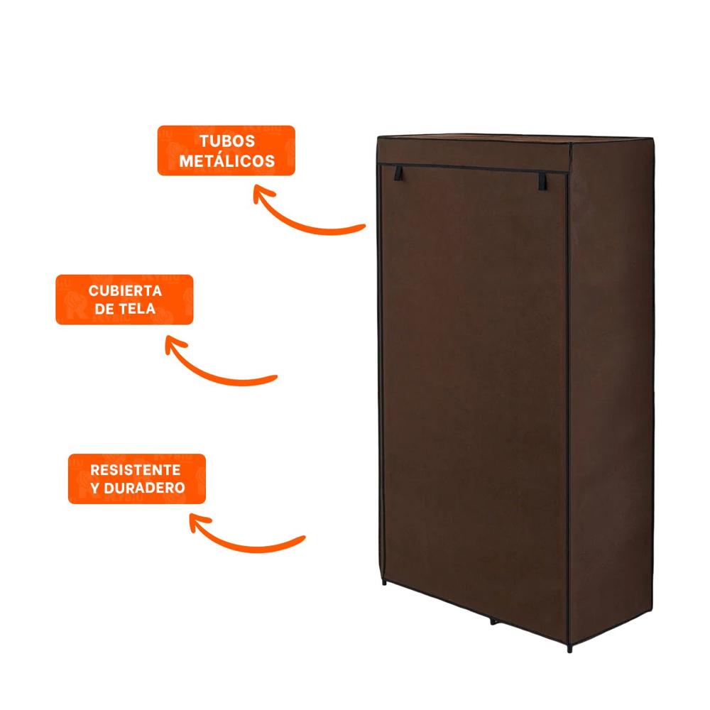Guardarropa Funcional Textil Plegable con Tubos de Metal Marron 105x45x168cm Y Ligas Regalo