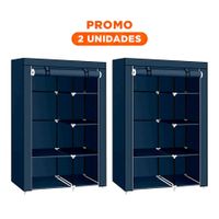 Pack2 Ropario de Tela con Estructura de Metal 105x45x168cm Azul Multiuso Plus