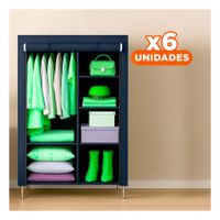 Pack6 Mueble de Tela con Estructura de Metal 105x45x168cm Azul Resistente Plus Y Papel Regalo