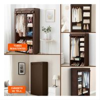 Guardarropa Amplio Textil con Estructura Metalica Marron Moderno 105x45x168cm