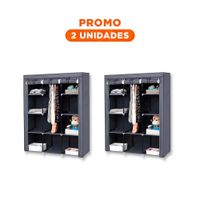Pack2 Closet Amplio Textil con Soporte Metalico Plomo para Casa 175x45x130cm