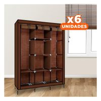 Pack6 Guardarropa Resistente Textil con Tubos Marron Casa 175x45x130cm YRegalo Sticker