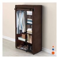 Guardarropa Elegante Textil con Tubos de Metal Marron Casa 105x45x168cm Y Regalo Sticker