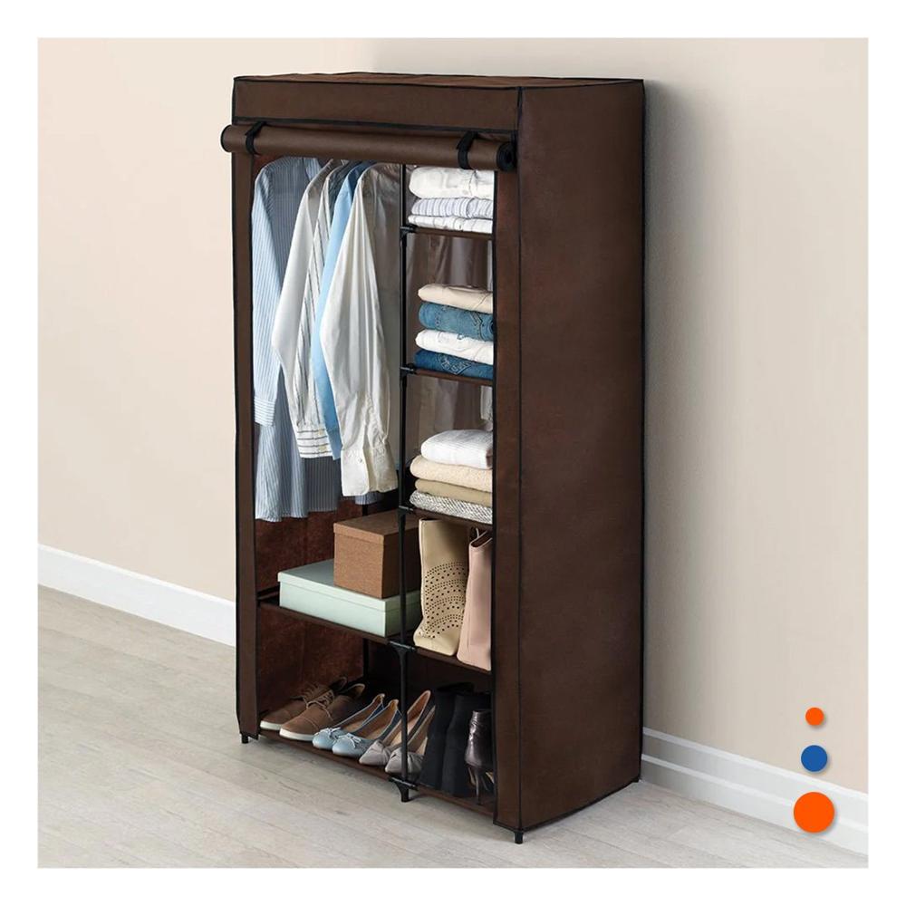 Guardarropa Elegante Textil con Tubos de Metal Marron Casa 105x45x168cm Y Regalo Sticker