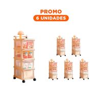 Pack6 Unidad de Almacenaje Cerrada con Cajones 4 Niveles y Asa Beige Claro Multiuso