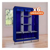 Pack6 Guardarropa Portatil de Tela con Estructura Metalica Azul 175x45x130cm YPapel Regalo