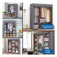 Guardarropa Amplio Textil con Estructura Metalica Color Plomo 175x45x130cm