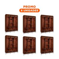 Pack6 Guardarropa Practico Textil con Estructura Metalica Marron 175x45x130cm