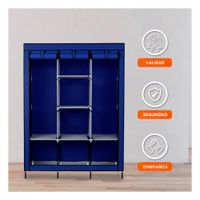 Pack4 Closet Portatil Textil con Base Metalica Azul para Casa 175x45x130cm